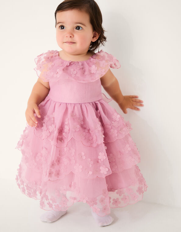 Baby Appliqu&eacute; Scallop Party Dress, Pink (DUSKY PINK), large