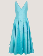 Odette Floral Appliqu&eacute; Fit & Flare Midi Dress, Blue (PALE BLUE), large