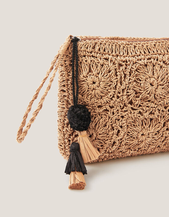 Rory Crochet Zip Pouch, Natural (NATURAL), large