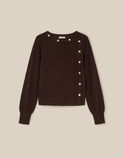 Beryl Button Jumper, Brown (CHOCOLATE), large