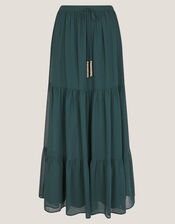 Holly Tiered Chiffon Maxi Skirt, Teal (TEAL), large