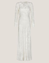 Grace Long Sleeve Satin Wedding Dress, Ivory (IVORY), large