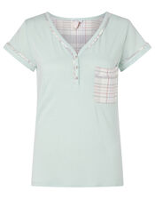 Check Print Jersey Pyjama Top, Green (GREEN), large