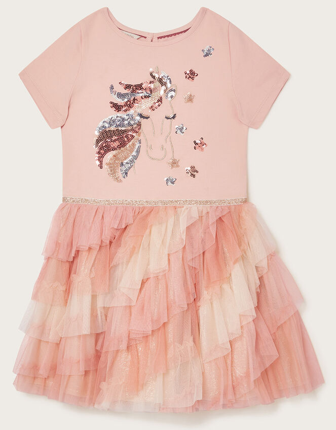 Flared-skirt Dress - Light pink/unicorns - Kids