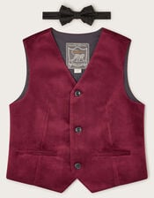 Velvet Waistcoat and Bow Tie Set, Red (BURGUNDY), large
