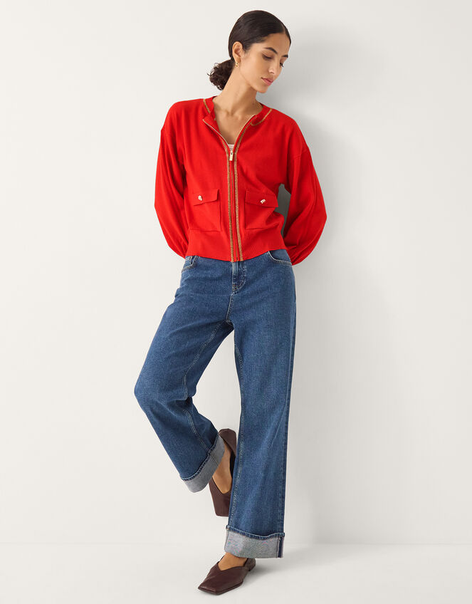 Nolan Knit Bomber Jacket Red