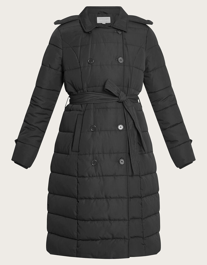 Roxy Padded Belted Coat with Recycled Polyester, Black (BLACK), large