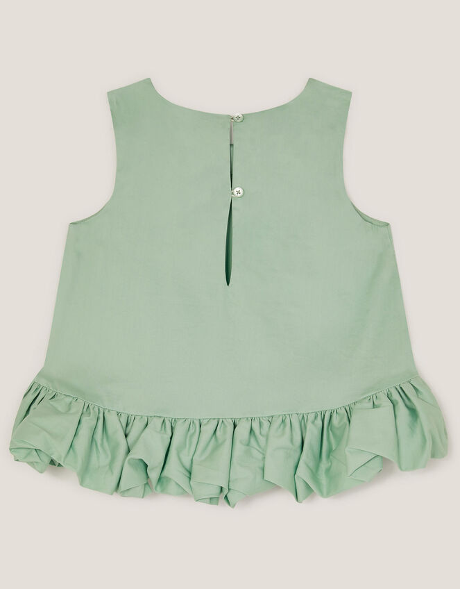 Sleeveless Ruffle Hem Top, Green (GREEN), large