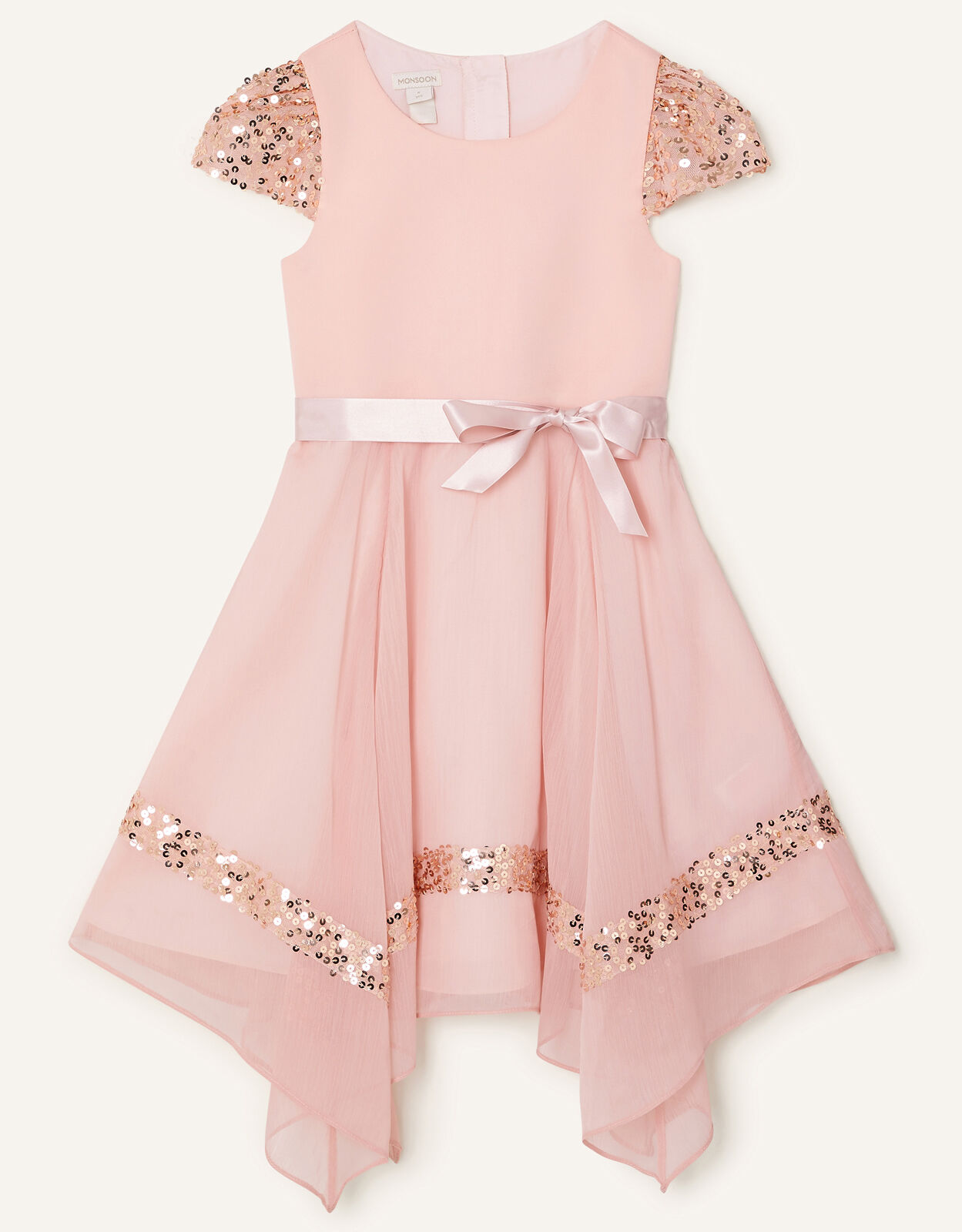 Olivia Sequin Hanky Hem Dress Pink