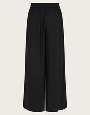 Wide Leg Crinkle Trousers, Black (BLACK), large