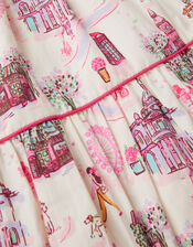 London Print Puff Sleeve Dress, Ivory (IVORY), large