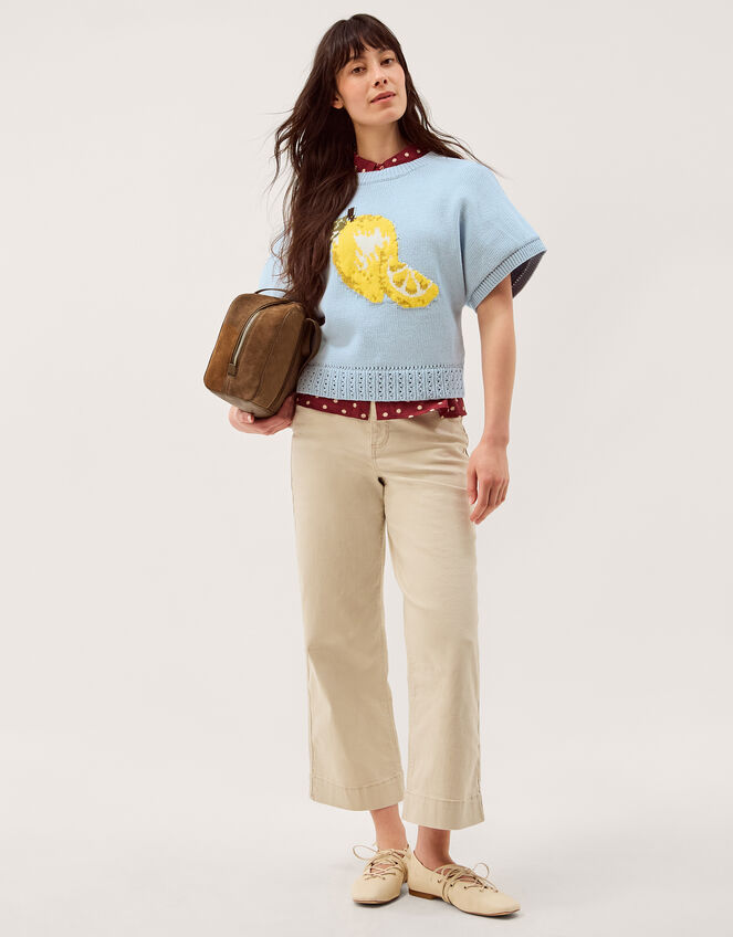 Lizzie Lemon Short Sleeve Jumper, Blue (BLUE), large