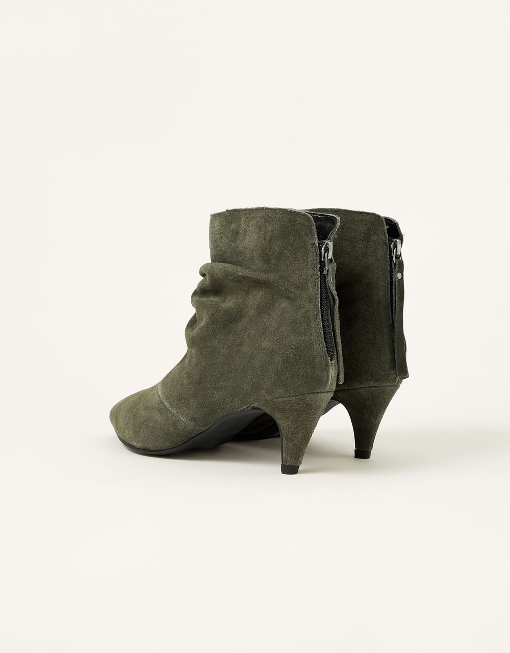 Slouch Suede Kitten Boots Green Women's Shoes Monsoon UK.