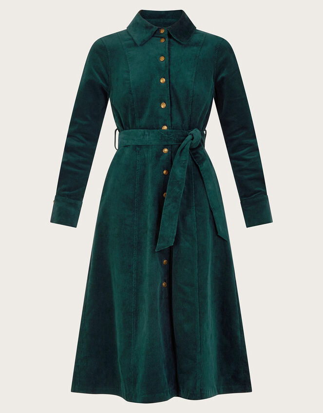 Teri Cord Shirt Dress, Green (DARK GREEN), large