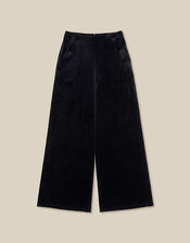 Verna Velvet Wide Leg Trousers, Black (BLACK), large