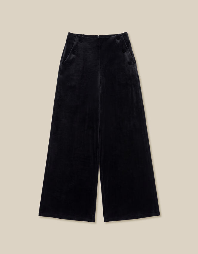 Verna Velvet Wide Leg Trousers, Black (BLACK), large