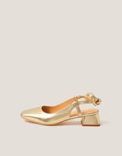 Lola Bow Slingback Heels, Gold (GOLD), large