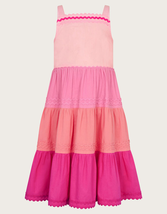 Ric Rac Colour Block Tiered Dress, Pink (PINK), large