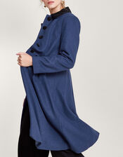 Opal Opera Coat in Wool Blend, Blue (BLUE), large