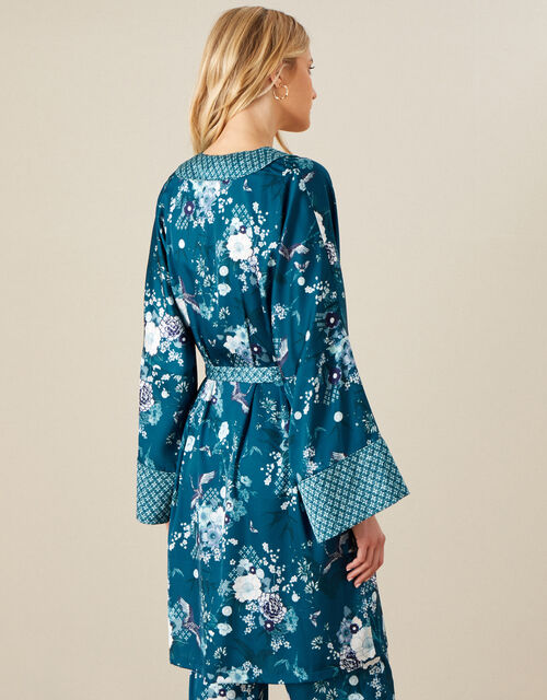Floral Satin Robe Teal Robes And Dressing Gowns Monsoon UK.