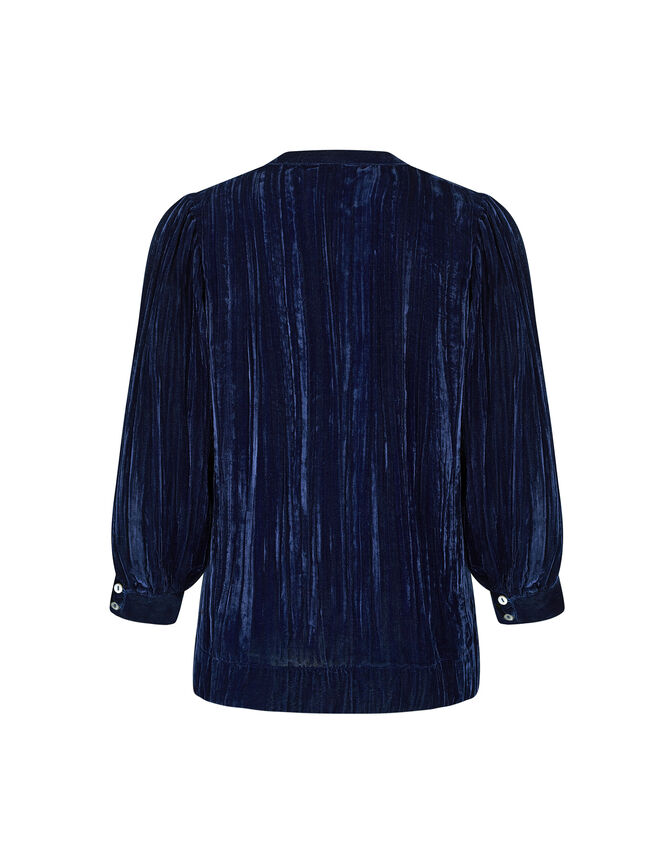 East Lorna Crinkle Velvet Top, Blue (NAVY), large