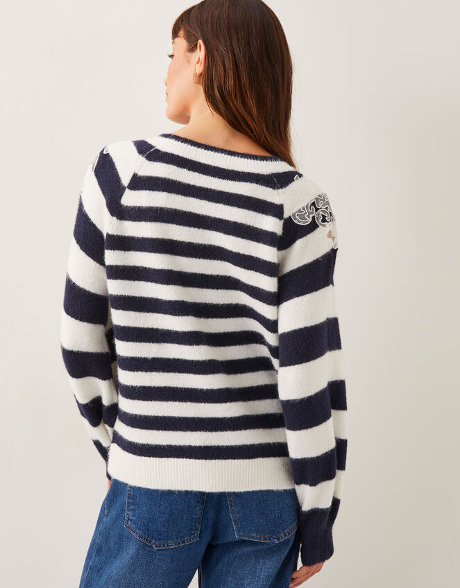Lou Lace Stripe Jumper, Blue (NAVY), large