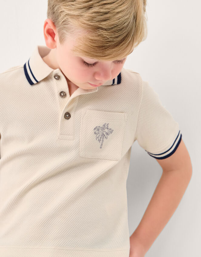 Palm Jersey Polo Shirt & Shorts Set, Natural (STONE), large