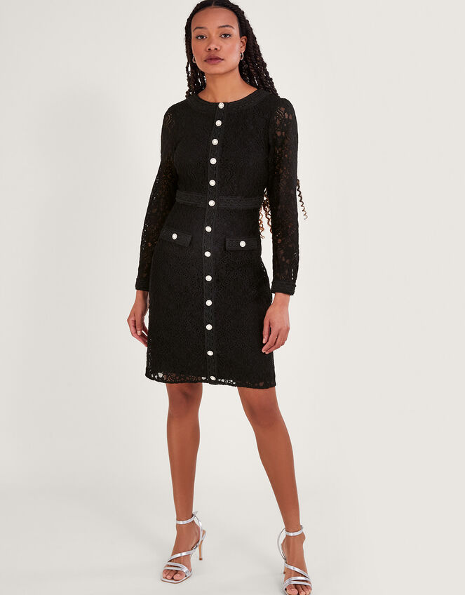 Lillian Lace Shift Dress, Black (BLACK), large