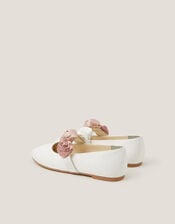 Rosette Strap Ballet Flats, Ivory (IVORY), large