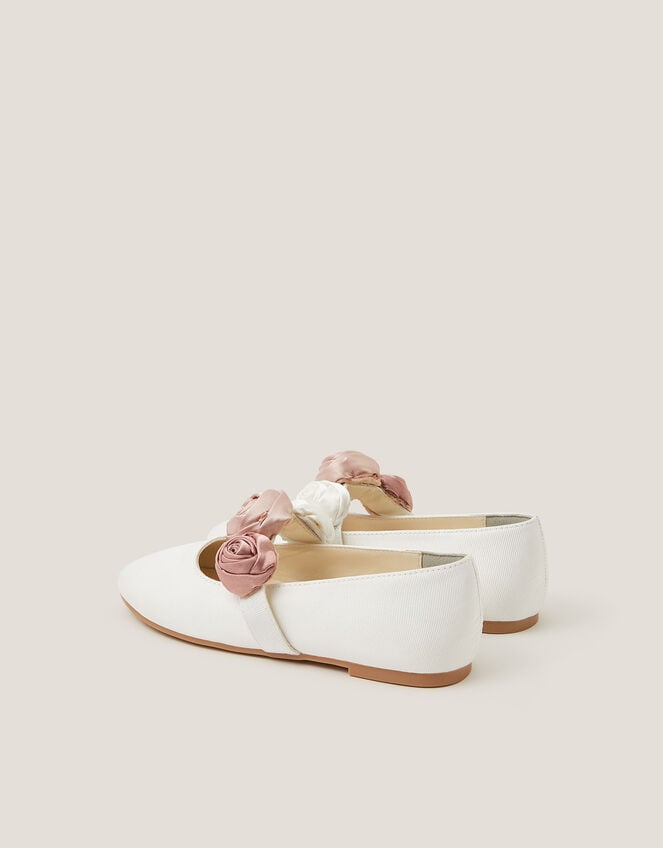 Rosette Strap Ballet Flats, Ivory (IVORY), large