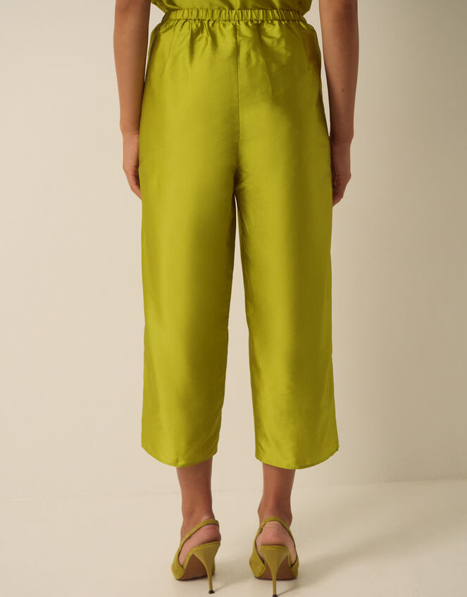 Tansy Cropped Straight Leg Taffeta Trousers, Green (LIME), large