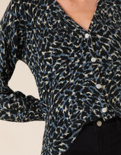 Leopard Sparkle Button Knit Cardigan, Multi (MULTI), large
