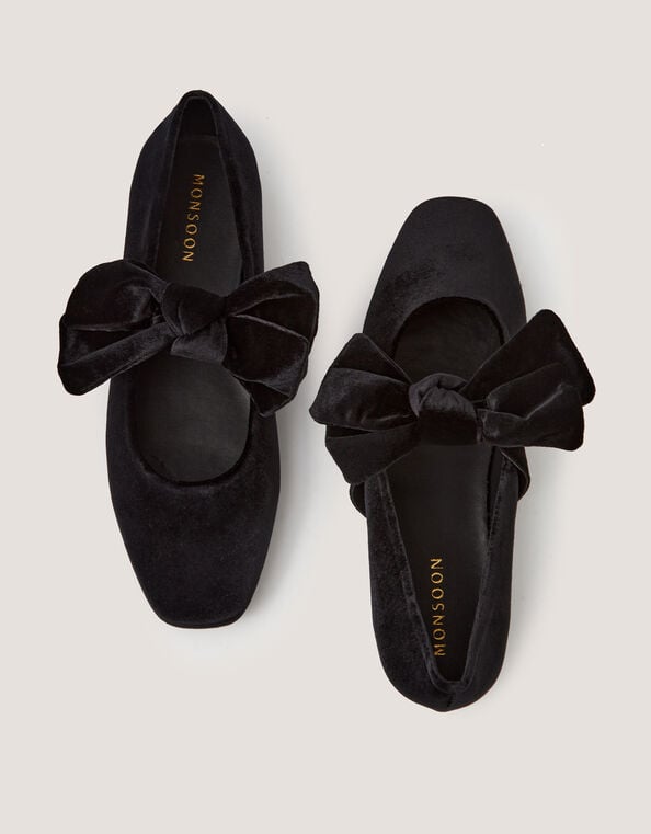 Jolie Velvet Mary Jane Ballet Flats, Black (BLACK), large
