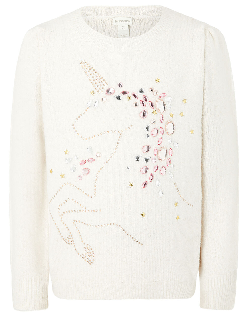 Embellished Unicorn Knit Jumper Ivory Girls' Tops & Tshirts