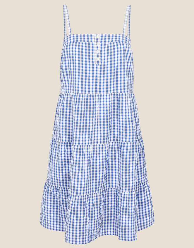 Gingham Dress in Pure Cotton, Blue (BLUE), large