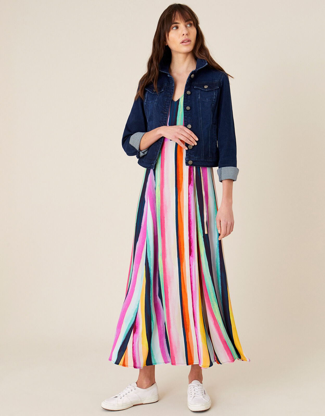 Monsoon striped sale maxi dress