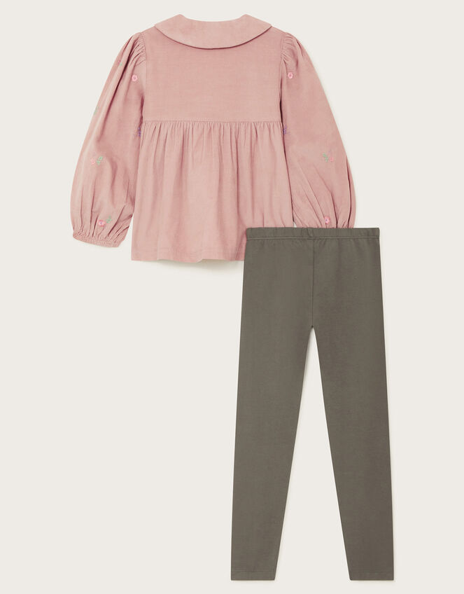 Embroidered Corduroy Blouse and Leggings Set, Purple (LILAC), large
