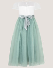 Velvet Bow Bridesmaid Dress, Green (SAGE), large