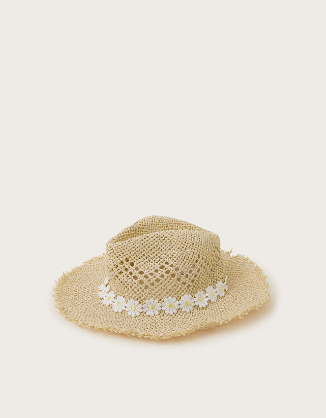 Daisy Chain Floppy Straw Hat, Ivory (IVORY), large
