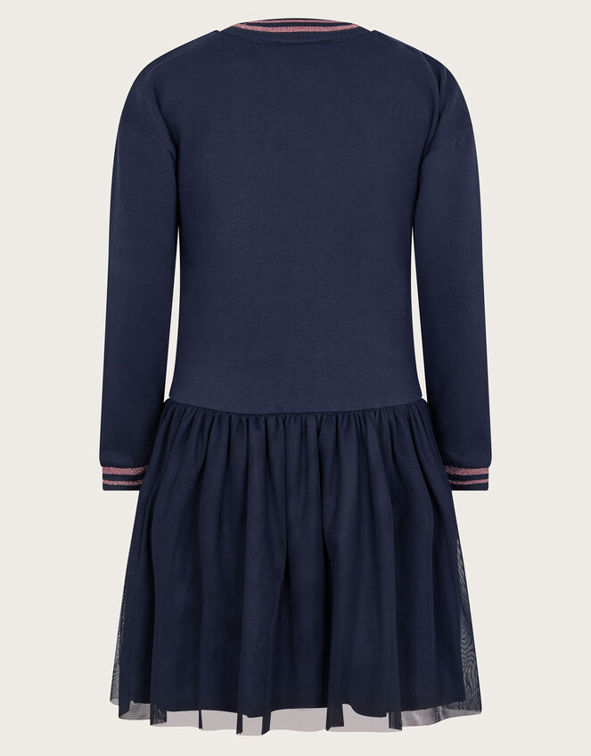 2-in-1 Floral Embroidered Dress, Blue (NAVY), large