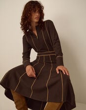 Zola Stripe Knit Midi Dress, Brown (CHOCOLATE), large