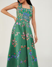 Lorraine Embroidered Midi Dress in Sustainable Cotton, Green (GREEN), large