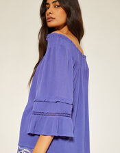 Ava Off-The-Shoulder Smock Top, Blue (BLUE), large