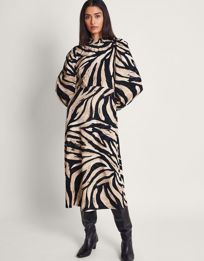 RAMONA Mini Dress in Animal Print with Wavy Open Back