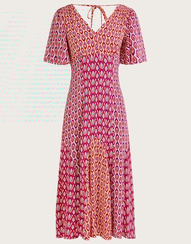Nieve Print Midi Dress with Sustainable Viscose, Ivory (IVORY), large