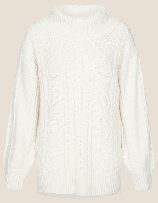 Ida Cable Cowl Neck Jumper, Ivory (IVORY), large