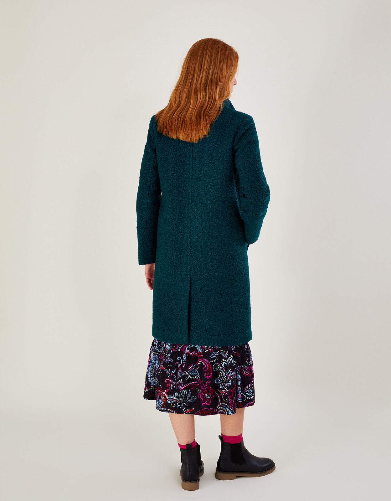 Teal cheap boucle coat