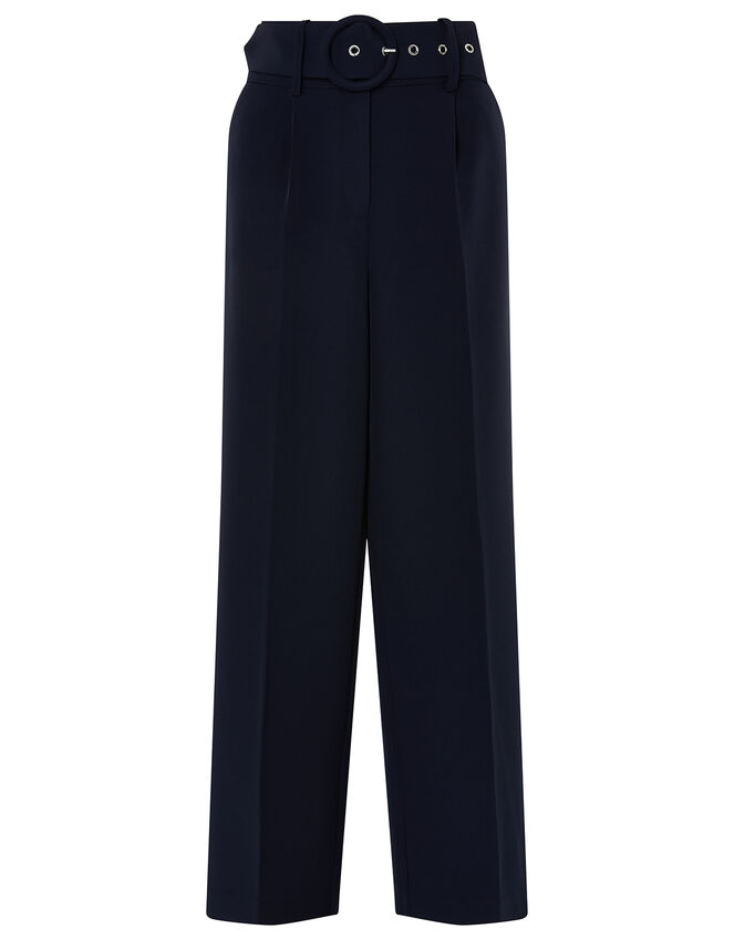 Circle Belt Wide Leg Trousers, Blue (NAVY), large
