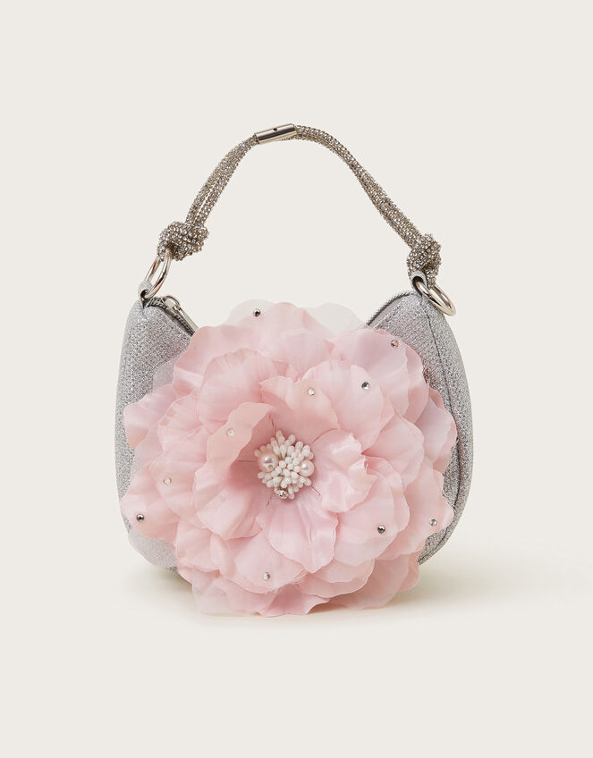 Oversized Flower Scoop Bag, Silver (SILVER), large