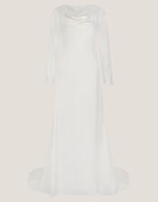 Aleah Long Sleeve Cowl Lace Wedding Dress, Ivory (IVORY), large